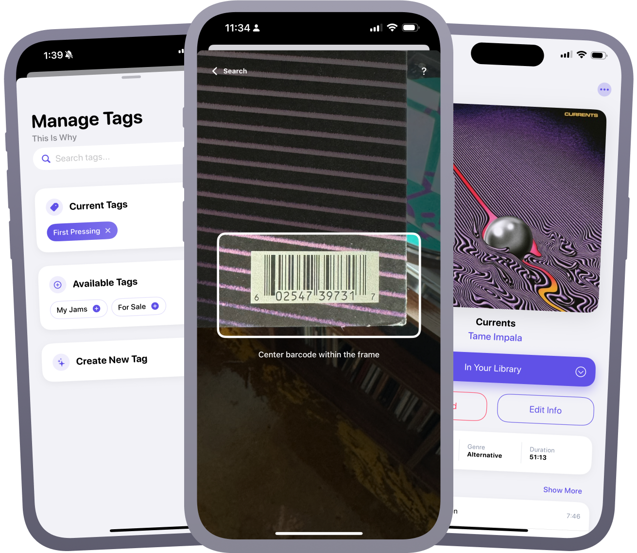 Albums app barcode scanner feature for adding vinyl records and CDs to music collection